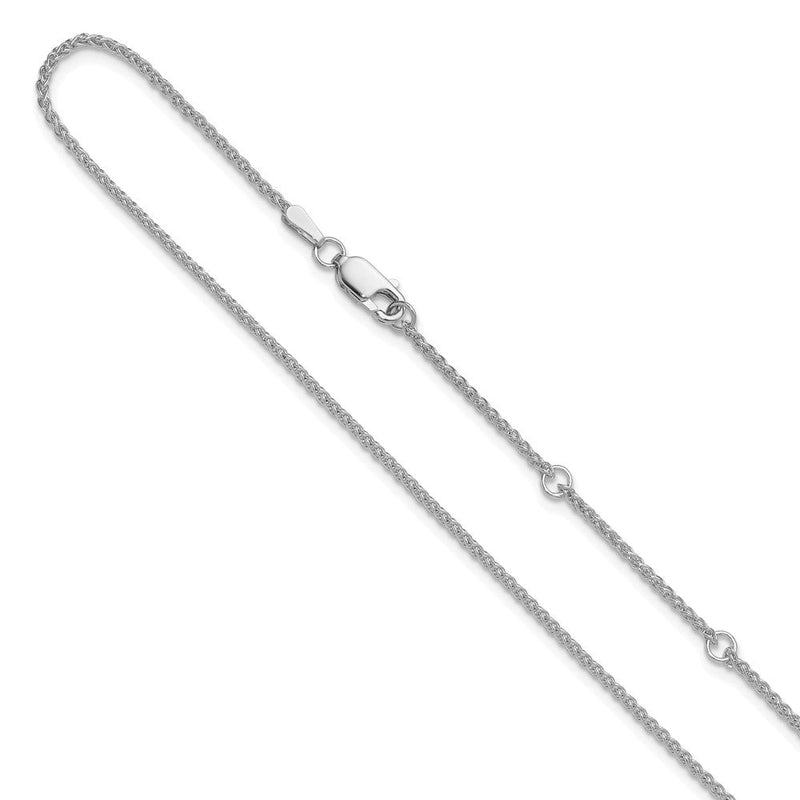 18 Zoll 10K Weißgold 1.5mm Ährenkette 1 Zoll+1 Zoll Verstellbar Halskette