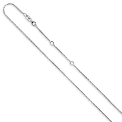 18 Zoll 10K Weißgold 1mm Diamantiert Offen Franco 1 Zoll+1 Zoll Verstellbar Halskette
