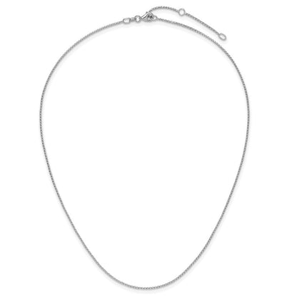 18 Zoll 10K Weißgold 1mm Diamantiert Offen Franco 1 Zoll+1 Zoll Verstellbar Halskette