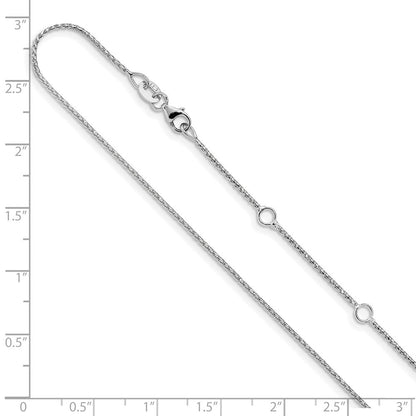 18 Zoll 10K Weißgold 1mm Diamantiert Offen Franco 1 Zoll+1 Zoll Verstellbar Halskette