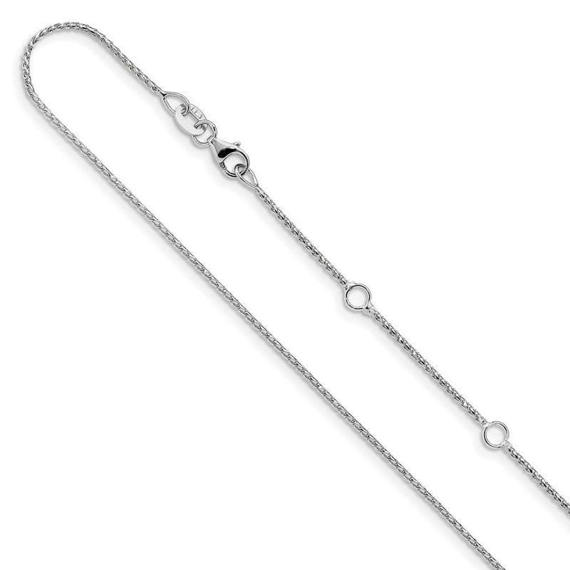 18 Zoll 10K Weißgold 1mm Diamantiert Offen Franco 1 Zoll+1 Zoll Verstellbar Halskette