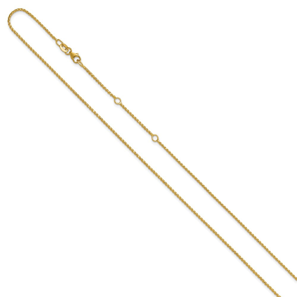 18 Zoll 10K Gelbgold 1.15mm Diamantiert Offen Franco 1 Zoll+1 Zoll Verstellbar Halskette