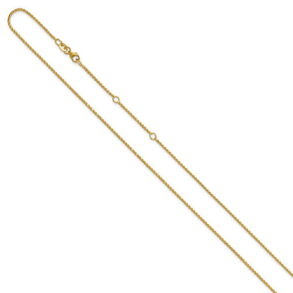18 Zoll 10K Gelbgold 1.15mm Diamantiert Offen Franco 1 Zoll+1 Zoll Verstellbar Halskette
