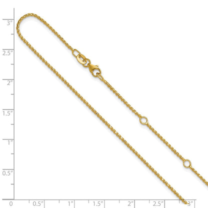 18 Zoll 10K Gelbgold 1.15mm Diamantiert Offen Franco 1 Zoll+1 Zoll Verstellbar Halskette