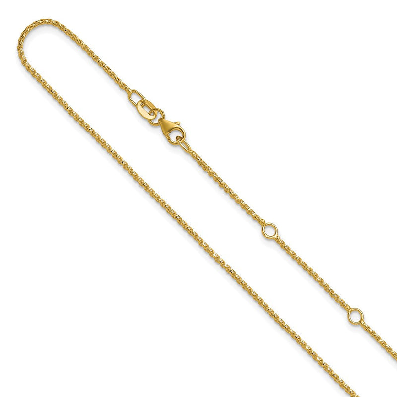 18 Zoll 10K Gelbgold 1.15mm Diamantiert Offen Franco 1 Zoll+1 Zoll Verstellbar Halskette