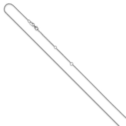 18 Zoll 10K Weißgold 1.15mm Diamantiert Offen Franco 1 Zoll+1 Zoll Verstellbar Halskette