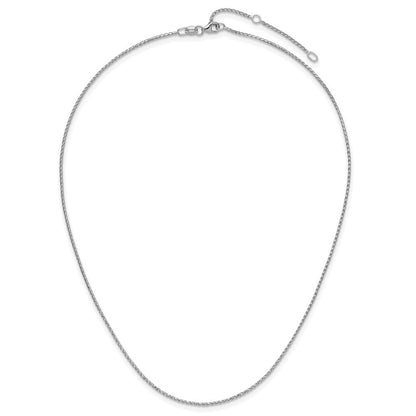 18 Zoll 10K Weißgold 1.15mm Diamantiert Offen Franco 1 Zoll+1 Zoll Verstellbar Halskette