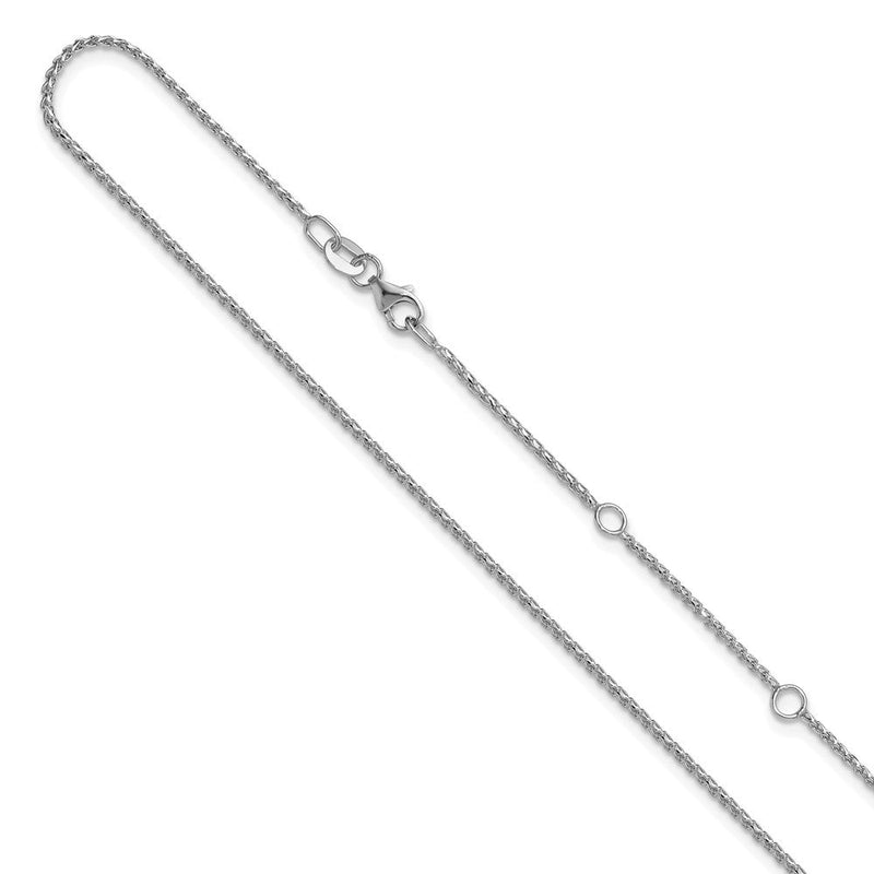 18 Zoll 10K Weißgold 1.15mm Diamantiert Offen Franco 1 Zoll+1 Zoll Verstellbar Halskette