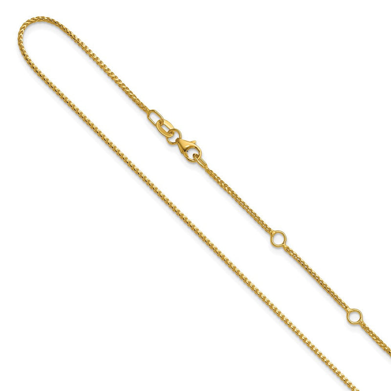 18 Zoll 10K Gelbgold 1.1mm Franco 1 Zoll+1 Zoll Verstellbar Halskette