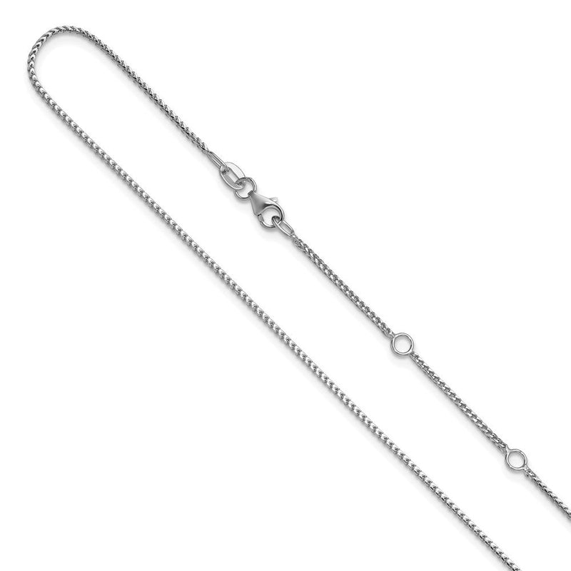 18 Zoll 10K Weißgold 1.1mm Franco 1 Zoll+1 Zoll Verstellbar Halskette