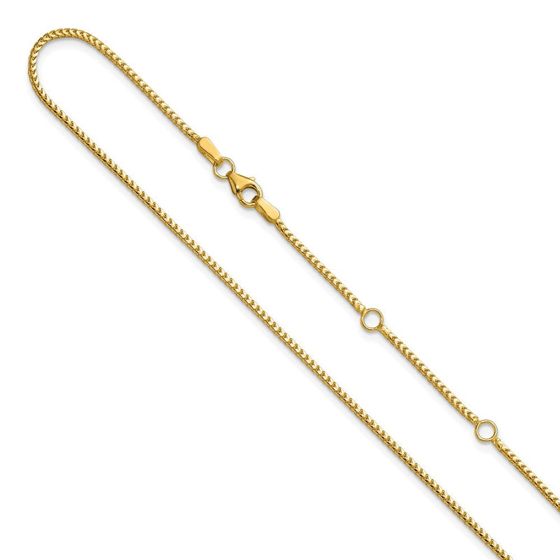 18 Zoll 10K Gelbgold 1.25mm Franco 1 Zoll+1 Zoll Verstellbar Halskette
