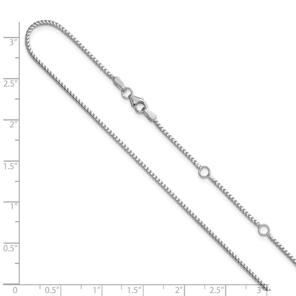 18 Zoll 10K Weißgold 1.25mm Franco 1 Zoll+1 Zoll Verstellbar Halskette