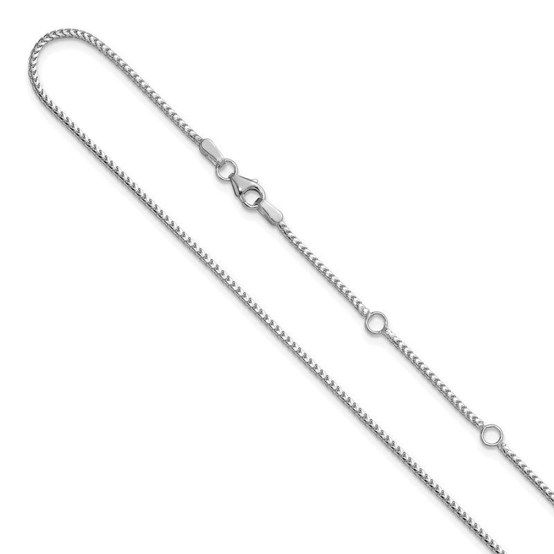 18 Zoll 10K Weißgold 1.25mm Franco 1 Zoll+1 Zoll Verstellbar Halskette