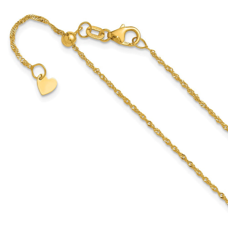 22 Zoll 10K Gelbgold Verstellbar 1.1mm Singapurkette Halskette