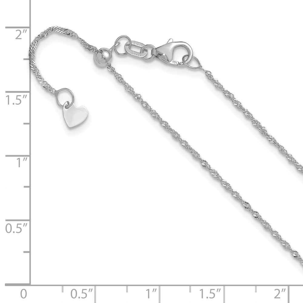 22 Zoll 10K Weißgold Verstellbar 1.1mm Singapurkette Halskette
