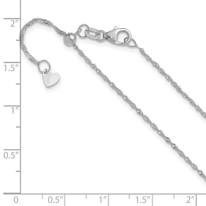 22 Zoll 10K Weißgold Verstellbar 1.1mm Singapurkette Halskette