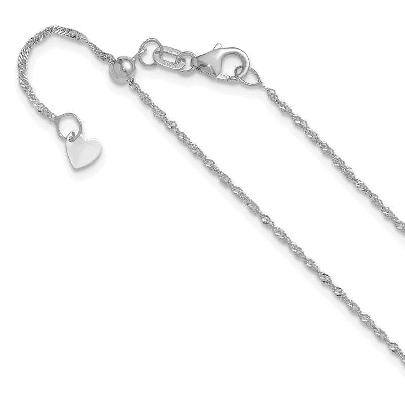 22 Zoll 10K Weißgold Verstellbar 1.1mm Singapurkette Halskette
