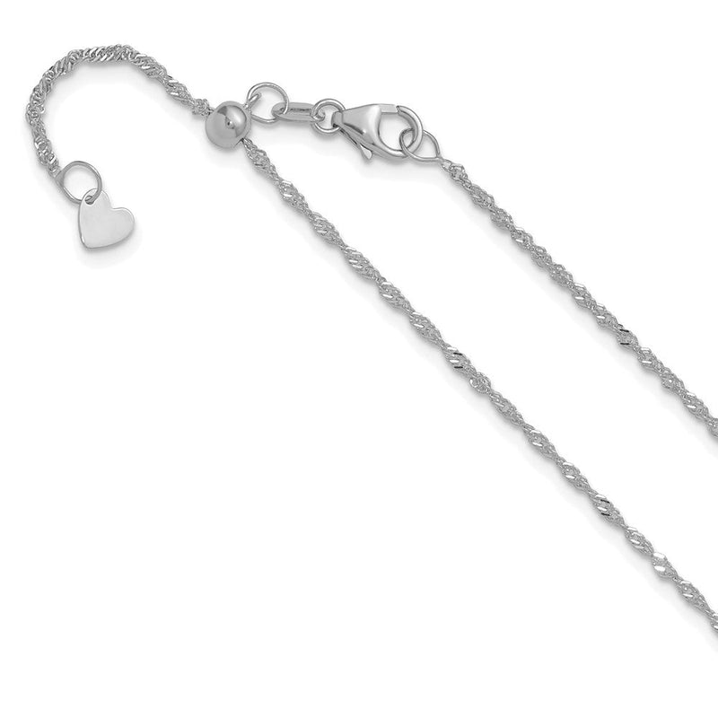 22 Zoll 10K Weißgold Verstellbar 1.3mm Singapurkette Halskette