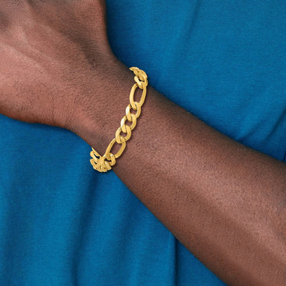 10K Gelbgold 10.0mm Konkav Figaro Gliederarmband