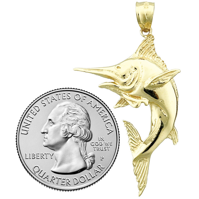 585 Gold Blauer Marlin Anhänger