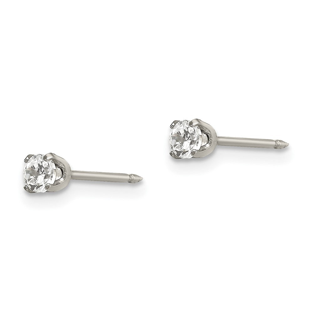 Edelstahl Inverness Poliert 3mm Zirkonia Ohrstecker