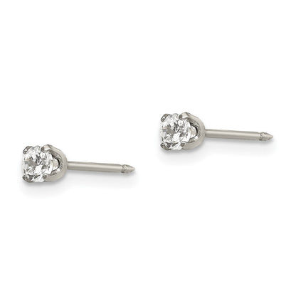 Edelstahl Inverness Poliert 3mm Zirkonia Ohrstecker
