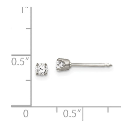 Edelstahl Inverness Poliert 3mm Zirkonia Ohrstecker