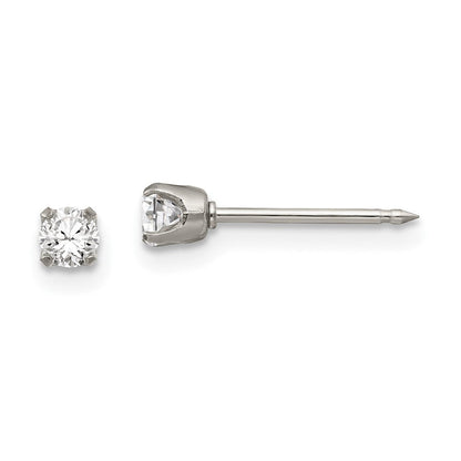 Edelstahl Inverness Poliert 3mm Zirkonia Ohrstecker