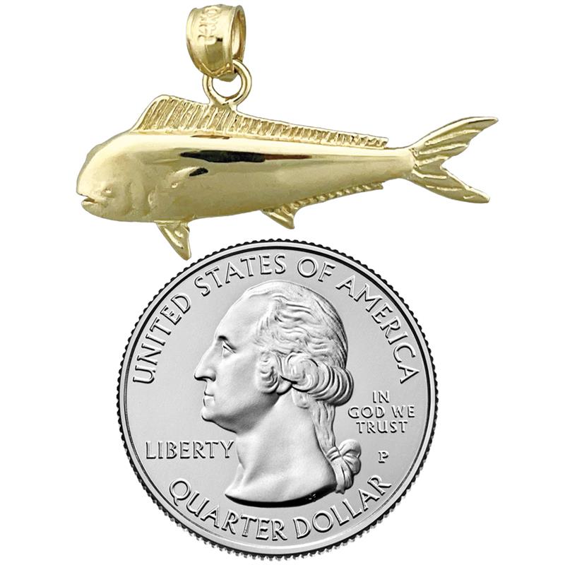 585 Gold 30-mm-Mahi-Mahi-Anhänger