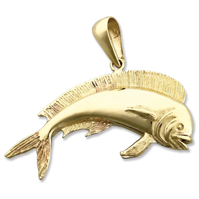 14K Gold 3D Mahi-Mahi-Fisch-Anhänger