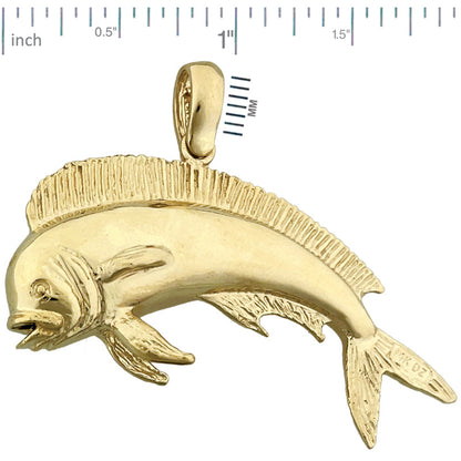 14K Gold 3D Mahi-Mahi-Fisch-Anhänger