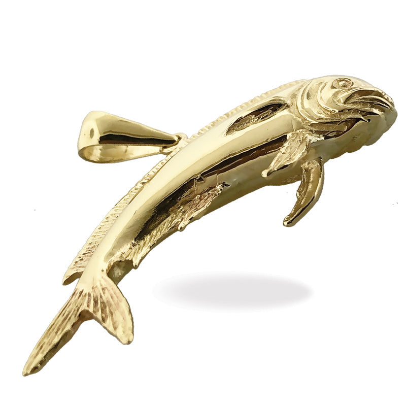 14K Gold 3D Mahi-Mahi-Fisch-Anhänger