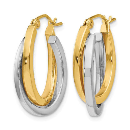 14K Bicolor Poliert Klappbar Creolen