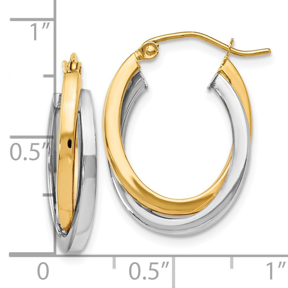 14K Bicolor Poliert Klappbar Creolen