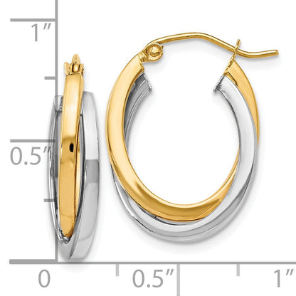 14K Bicolor Poliert Klappbar Creolen