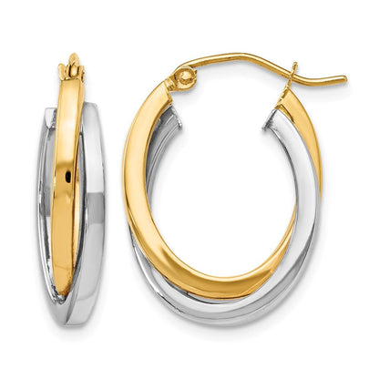 14K Bicolor Poliert Klappbar Creolen