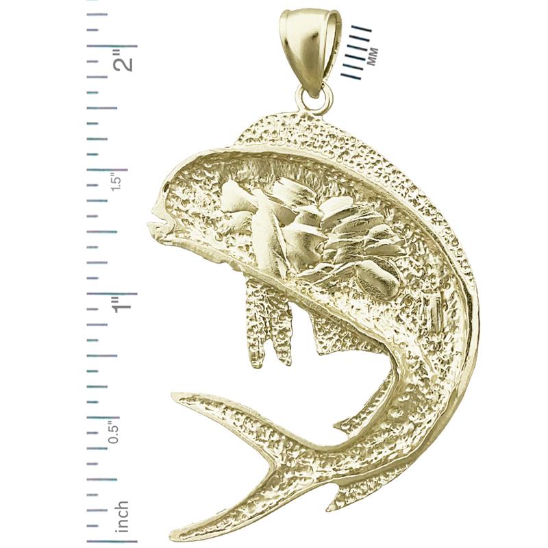585 Gold Mahi Mahi Fisch Anhänger, 44 mm