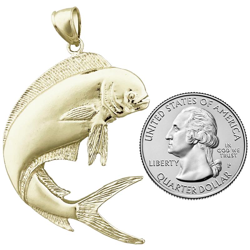 585 Gold Mahi Mahi Fisch Anhänger, 44 mm