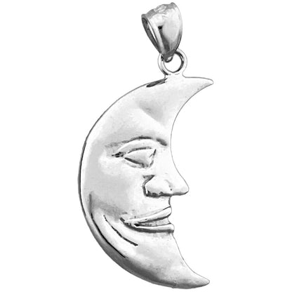 14K Gold Anhänger „Halbmond mit Mondgesicht“
