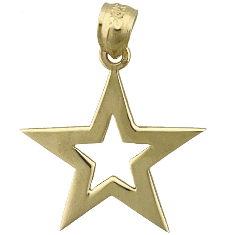 14K Gold Sternform-Anhänger mit Cutout-Design "Himmelskörper"** Alternative, kompaktere Formulierung: **14K Gold Ausgeschnittener Stern-Anhänger, Himmelsdesign