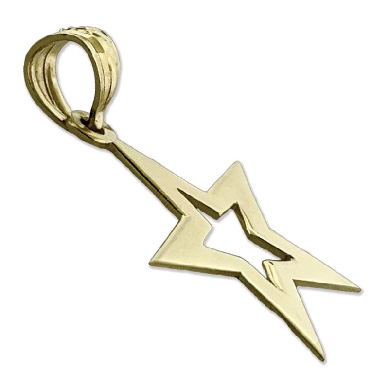 14K Gold Sternform-Anhänger mit Cutout-Design "Himmelskörper"** Alternative, kompaktere Formulierung: **14K Gold Ausgeschnittener Stern-Anhänger, Himmelsdesign