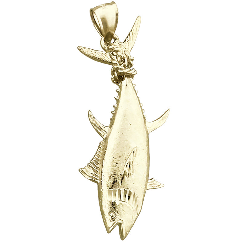 14K Gold Thunfischflossen-Anhänger mit Seil umwickelt