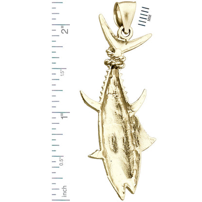 14K Gold Thunfischflossen-Anhänger mit Seil umwickelt