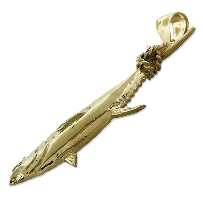 14K Gold Thunfischflossen-Anhänger mit Seil umwickelt