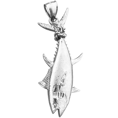 14K Gold Thunfischflossen-Anhänger mit Seil umwickelt