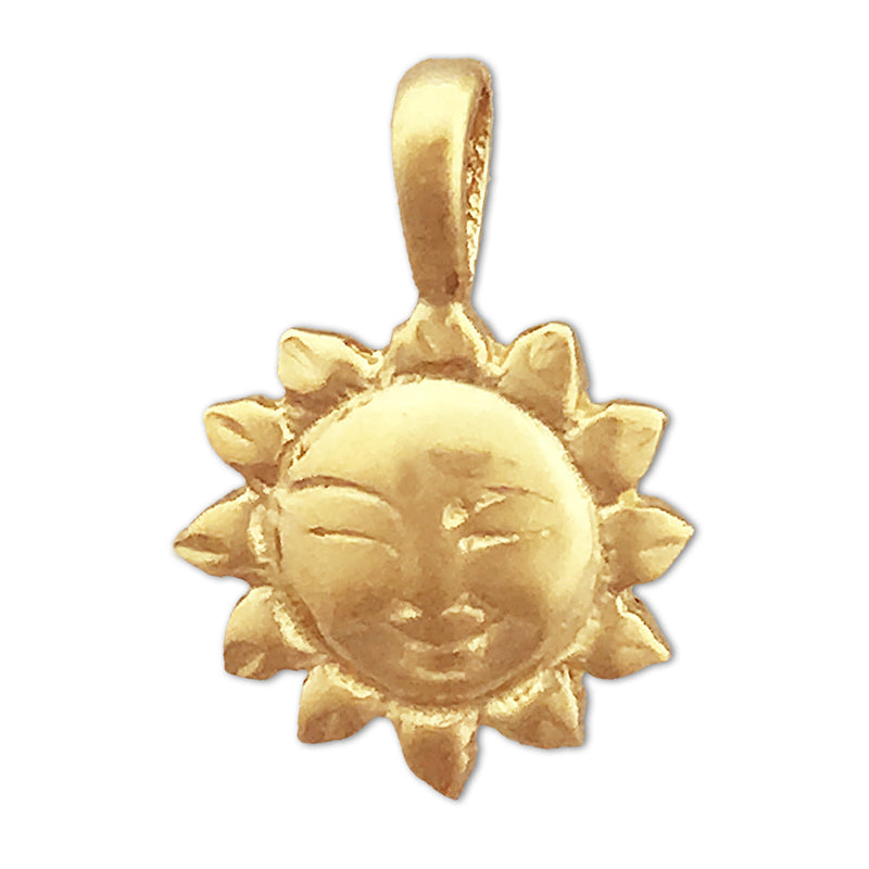 14K Gold Smiley-Face-Sonnen-Charm-Gleitanhänger