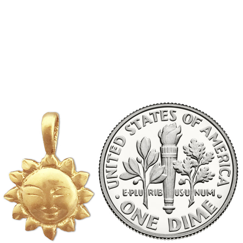 14K Gold Smiley-Face-Sonnen-Charm-Gleitanhänger