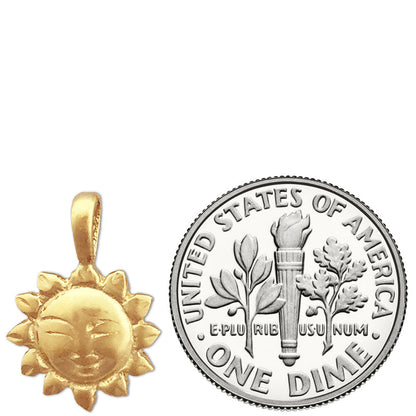14K Gold Smiley-Face-Sonnen-Charm-Gleitanhänger
