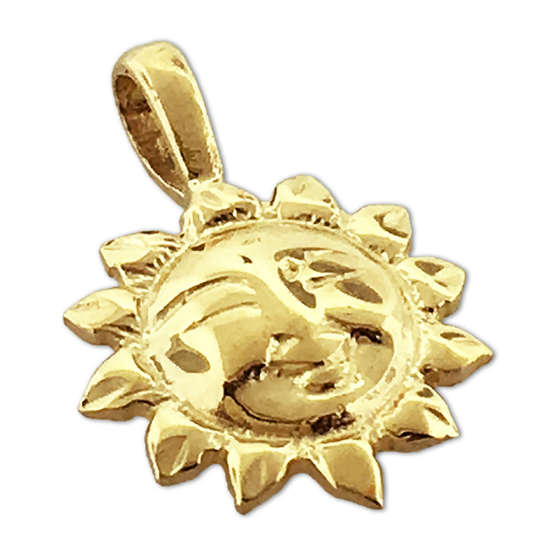 14K Gold Smiley-Face-Sonnen-Charm-Gleitanhänger