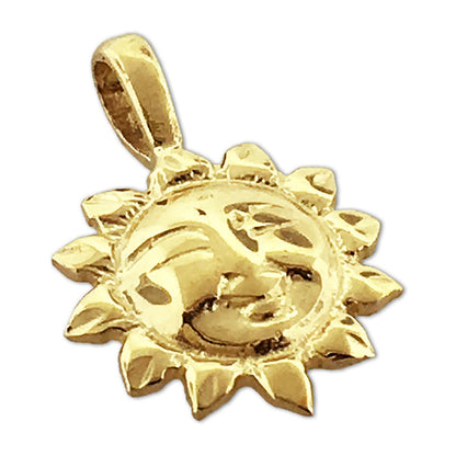 14K Gold Smiley-Face-Sonnen-Charm-Gleitanhänger